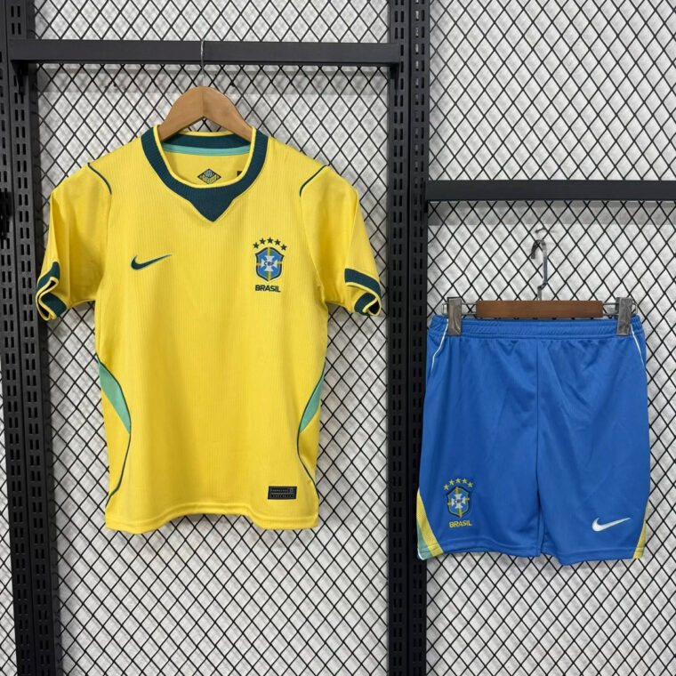 2026 Brazil Home Kids Soccer Jersey Size 16-28 22