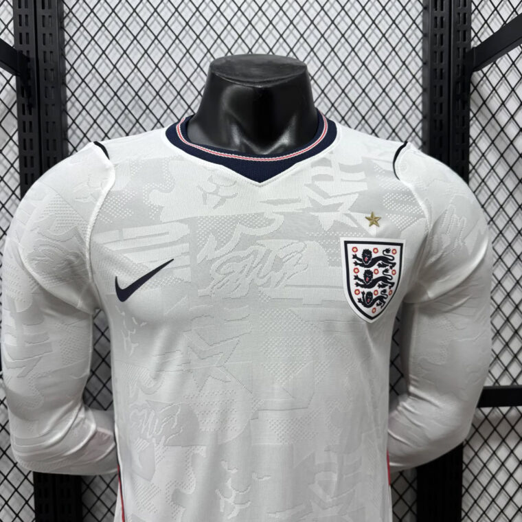 2026 England Home Long Sleeve Player Version Soccer Jersey 3
