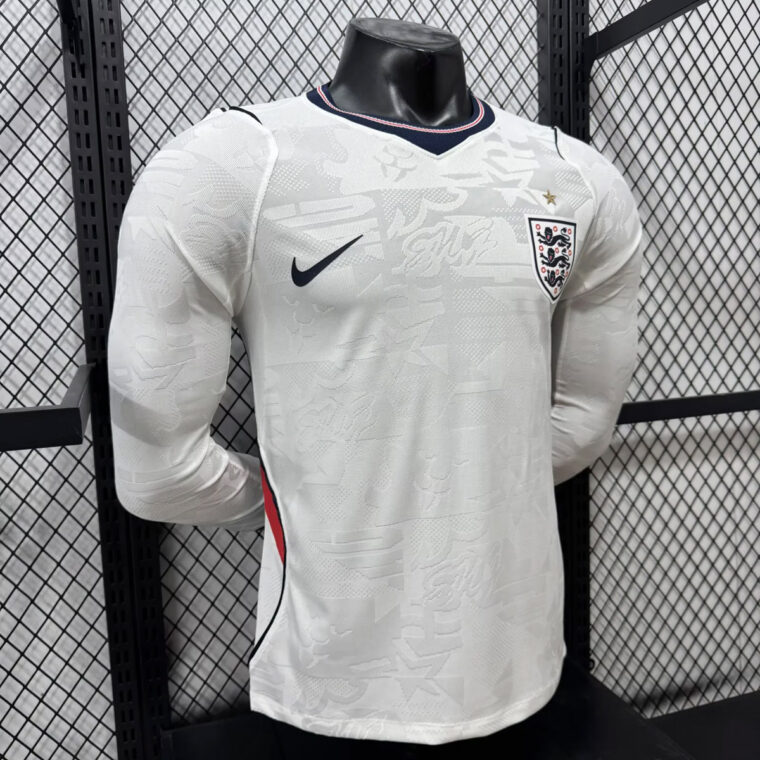 2026 England Home Long Sleeve Player Version Soccer Jersey 6
