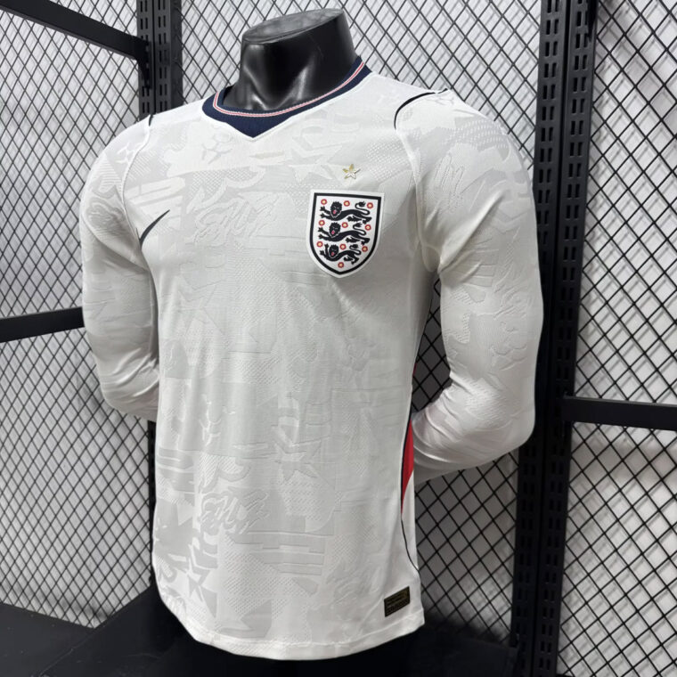2026 England Home Long Sleeve Player Version Soccer Jersey 9