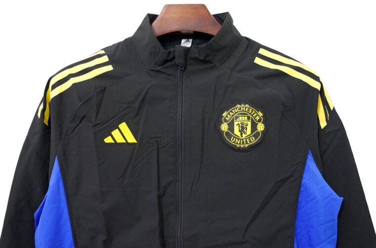 25_26 Manchester United Black Blue Yellow Windbreaker 4
