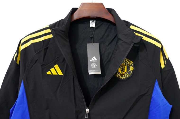 25_26 Manchester United Black Blue Yellow Windbreaker 6